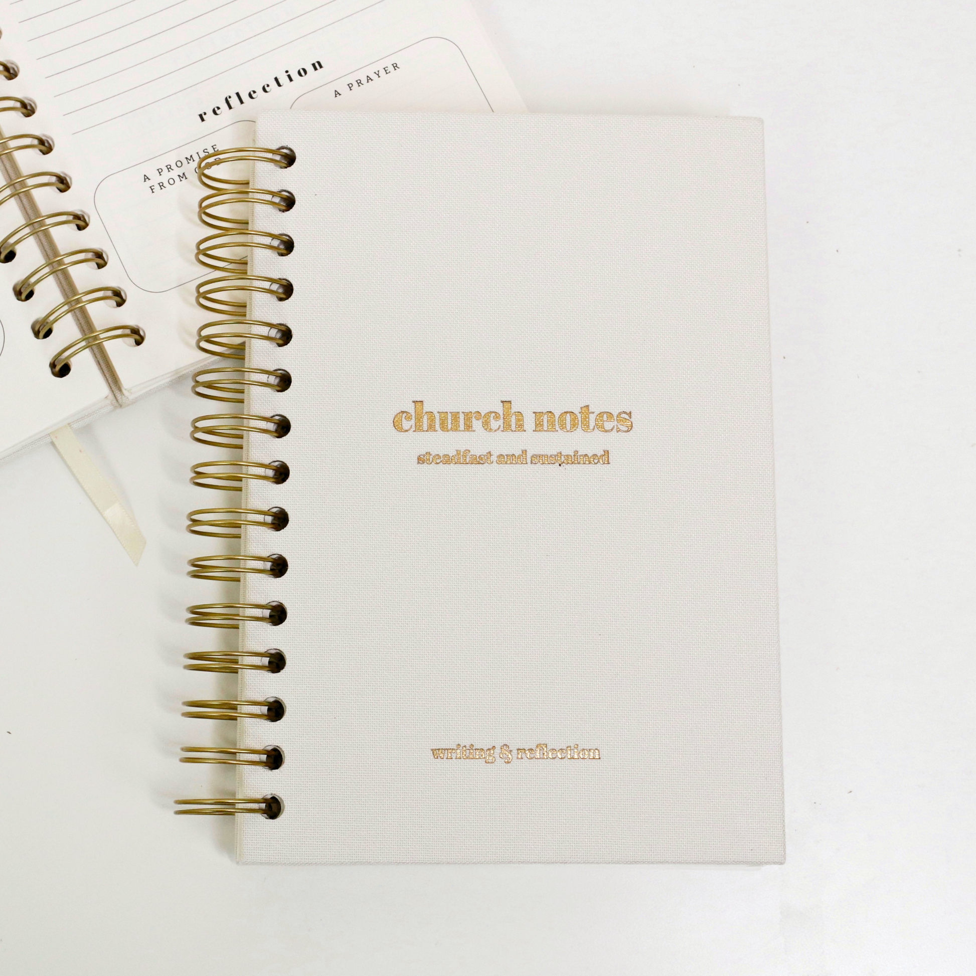 White spiral Church Notes Journal in the Journal Trio